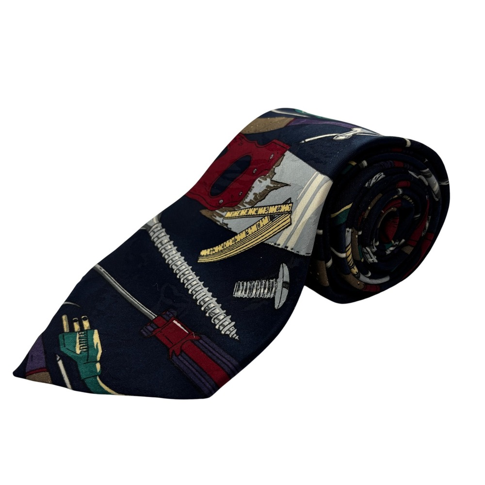 Home Improvement Tool Time Necktie Novelty Tools Navy Blue TV‎ Show Tie 90s Dad